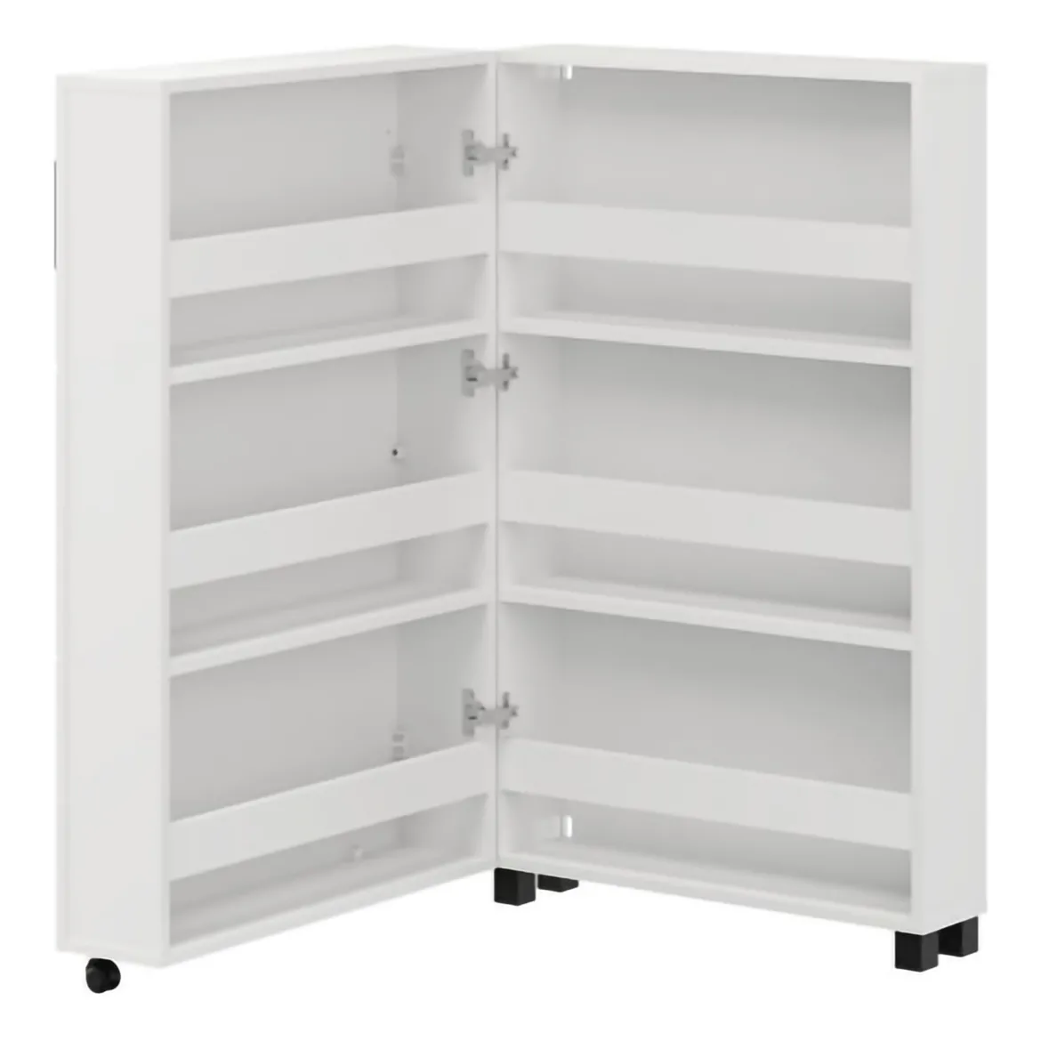 Scarpiera Bianco Opaco Nero 6 Ripiani Un'anta 68x33x113h cm, Ante con Doppia Capienza, Apertura con Ruote - Porvoo
