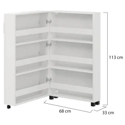 Scarpiera Bianco Opaco Nero 6 Ripiani Un'anta 68x33x113h cm, Ante con Doppia Capienza, Apertura con Ruote - Porvoo