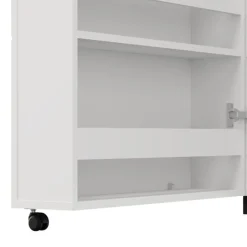 Scarpiera Bianco Opaco Nero 6 Ripiani Un'anta 68x33x113h cm, Ante con Doppia Capienza, Apertura con Ruote - Porvoo