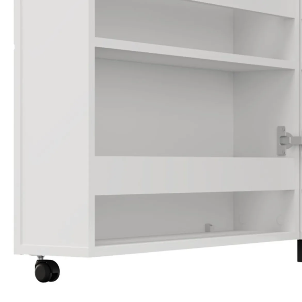 Scarpiera Bianco Opaco Nero 6 Ripiani Un'anta 68x33x113h cm, Ante con Doppia Capienza, Apertura con Ruote - Porvoo