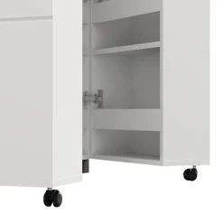 Scarpiera Bianco Opaco 15 Ripiani 2 Ante 92x33x185h cm, Ante con Doppia Capienza, Apertura con Ruote - Bled