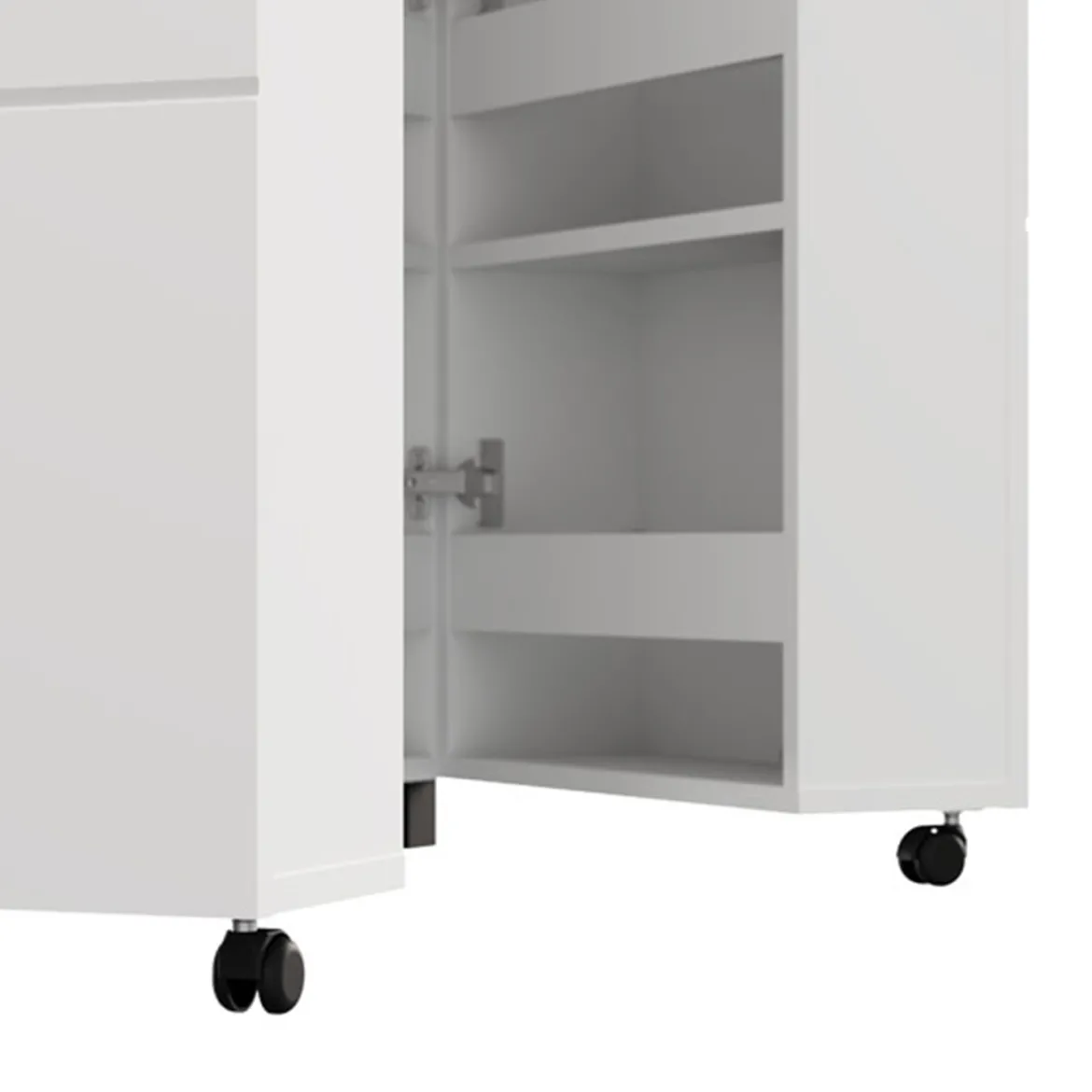 Scarpiera Bianco Opaco 15 Ripiani 2 Ante 92x33x185h cm, Ante con Doppia Capienza, Apertura con Ruote - Bled