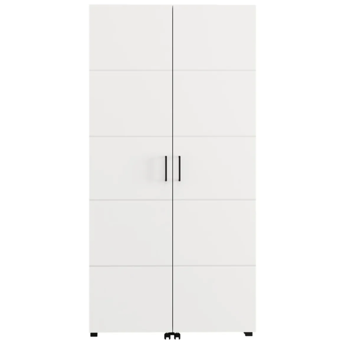 Scarpiera Bianco Opaco 15 Ripiani 2 Ante 92x33x185h cm, Ante con Doppia Capienza, Apertura con Ruote - Bled