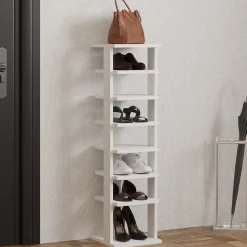 Scarpiera Bianco 8 Paia 8 Ripiani 30x30x110h cm, 7 Vani - Soddi
