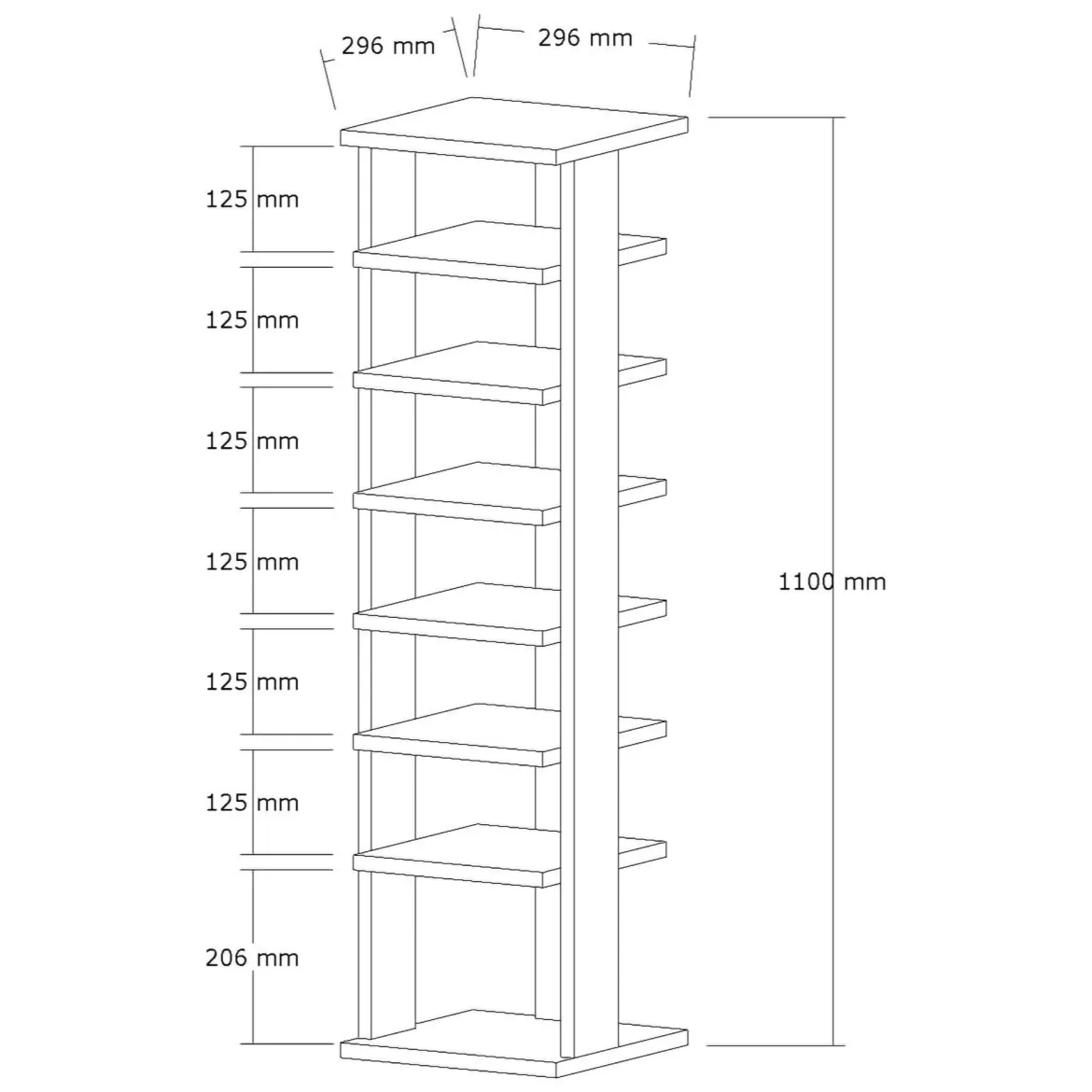 Scarpiera Bianco 8 Paia 8 Ripiani 30x30x110h cm, 7 Vani - Soddi