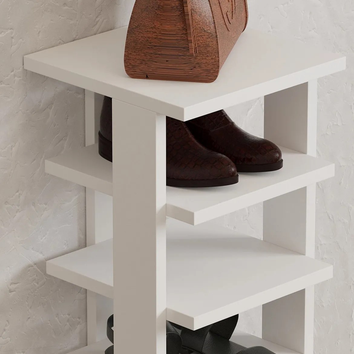 Scarpiera Bianco 8 Paia 8 Ripiani 30x30x110h cm, 7 Vani - Soddi