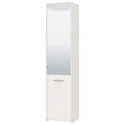 Scarpiera Bianco 8 Ripiani 2 Ante 46.5x37.5x199h cm, con Specchio - Scido