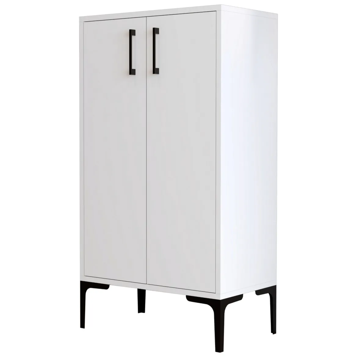 Scarpiera Bianco 4 Ripiani 8 Paia 60x35x111h cm, 2 Ante - Cavalieri