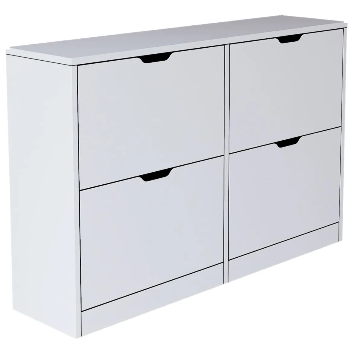 Scarpiera Bianco 8 Ripiani 24 Paia 121x30x79h cm, 4 Ante - Greccio