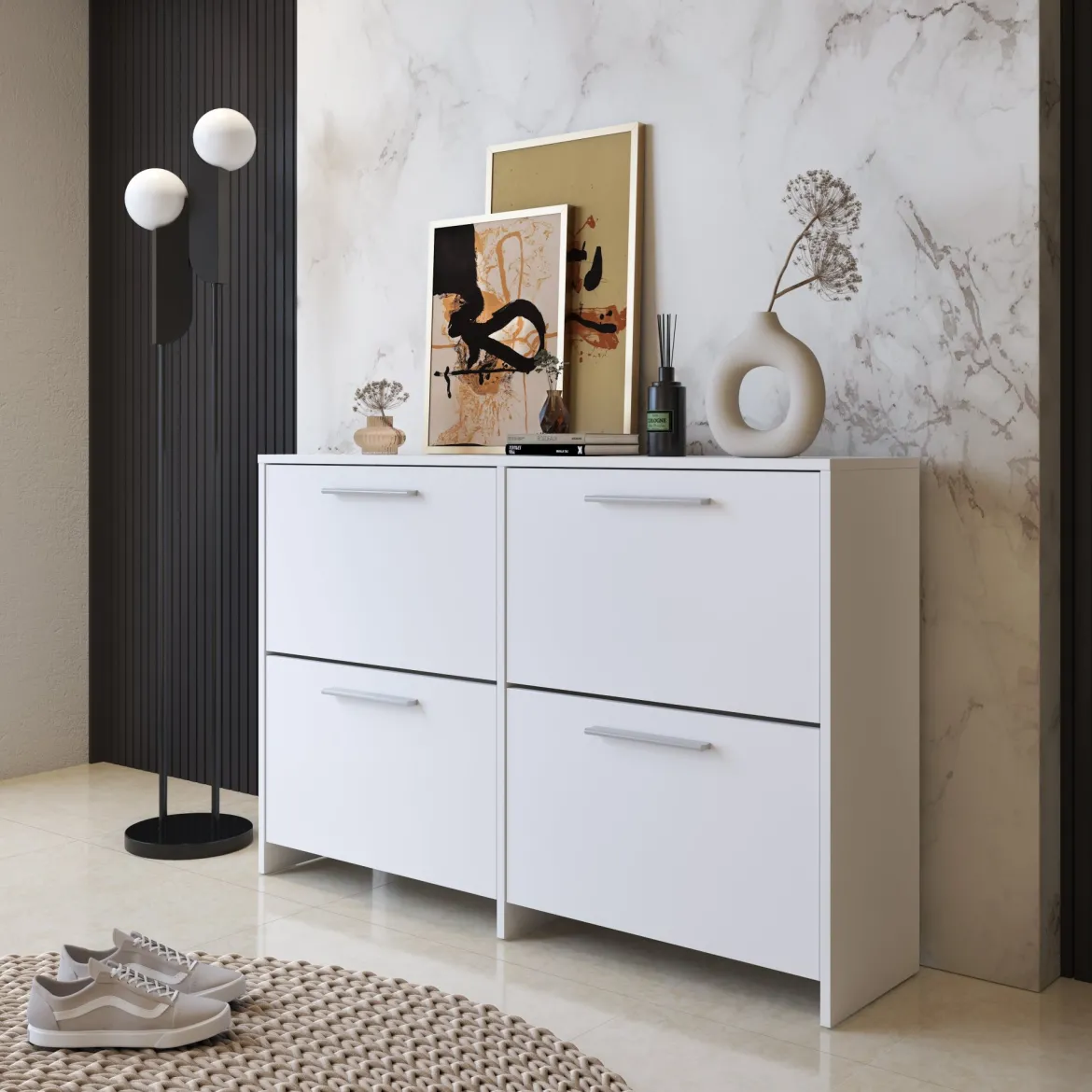 Scarpiera Bianco 5 Ripiani 10 Vani 69x28x187h cm, 5 Ante - Ghisalba