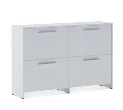 Scarpiera Bianco 4 Ripiani 8 Vani 120x28x79h cm, 4 Ante - Moruzzo