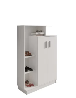 Scarpiera Bianco 5 Ripiani 7 Vani 90x35x140h cm, 2 Ante - Ruot