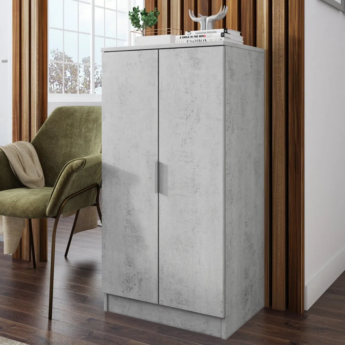Scarpiera Bianco 6 Ripiani 7 Vani 55x40x108h cm, 2 Ante - Vidracco