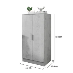 Scarpiera Bianco 6 Ripiani 7 Vani 55x40x108h cm, 2 Ante - Vidracco