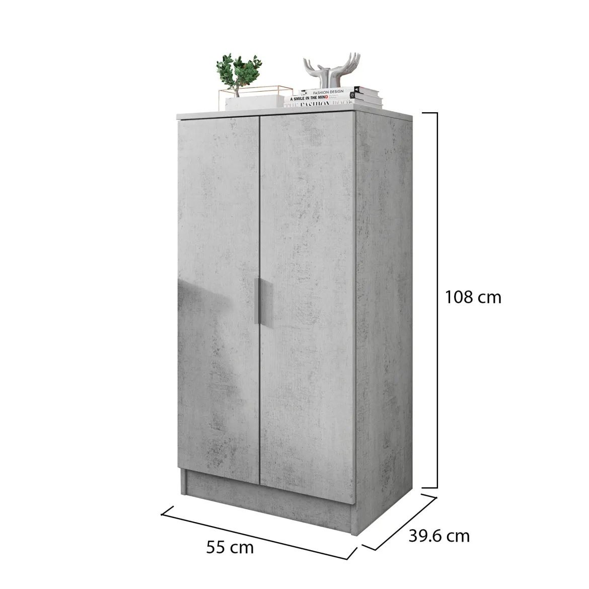 Scarpiera Bianco 6 Ripiani 7 Vani 55x40x108h cm, 2 Ante - Vidracco