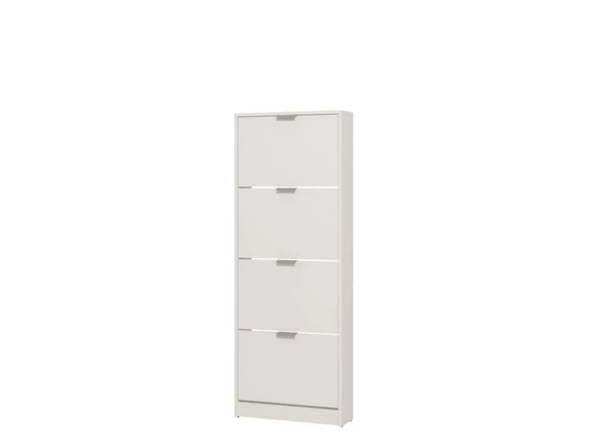 Scarpiera Bianco un Ripiano 4 Ante 58x18x155.5h cm, kit Fissaggio a Muro Incluso - Pesche