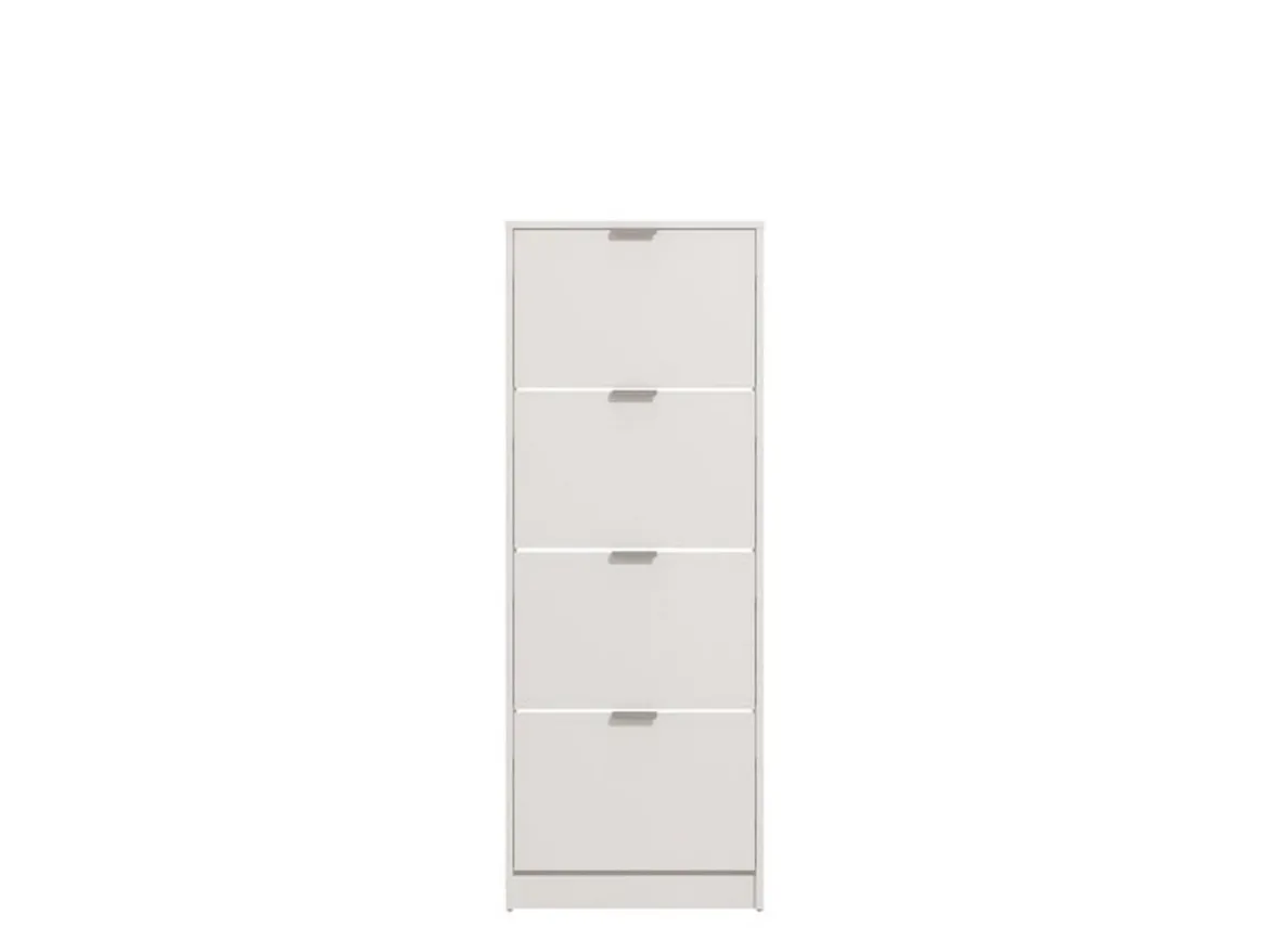 Scarpiera Bianco un Ripiano 4 Ante 58x18x155.5h cm, kit Fissaggio a Muro Incluso - Pesche