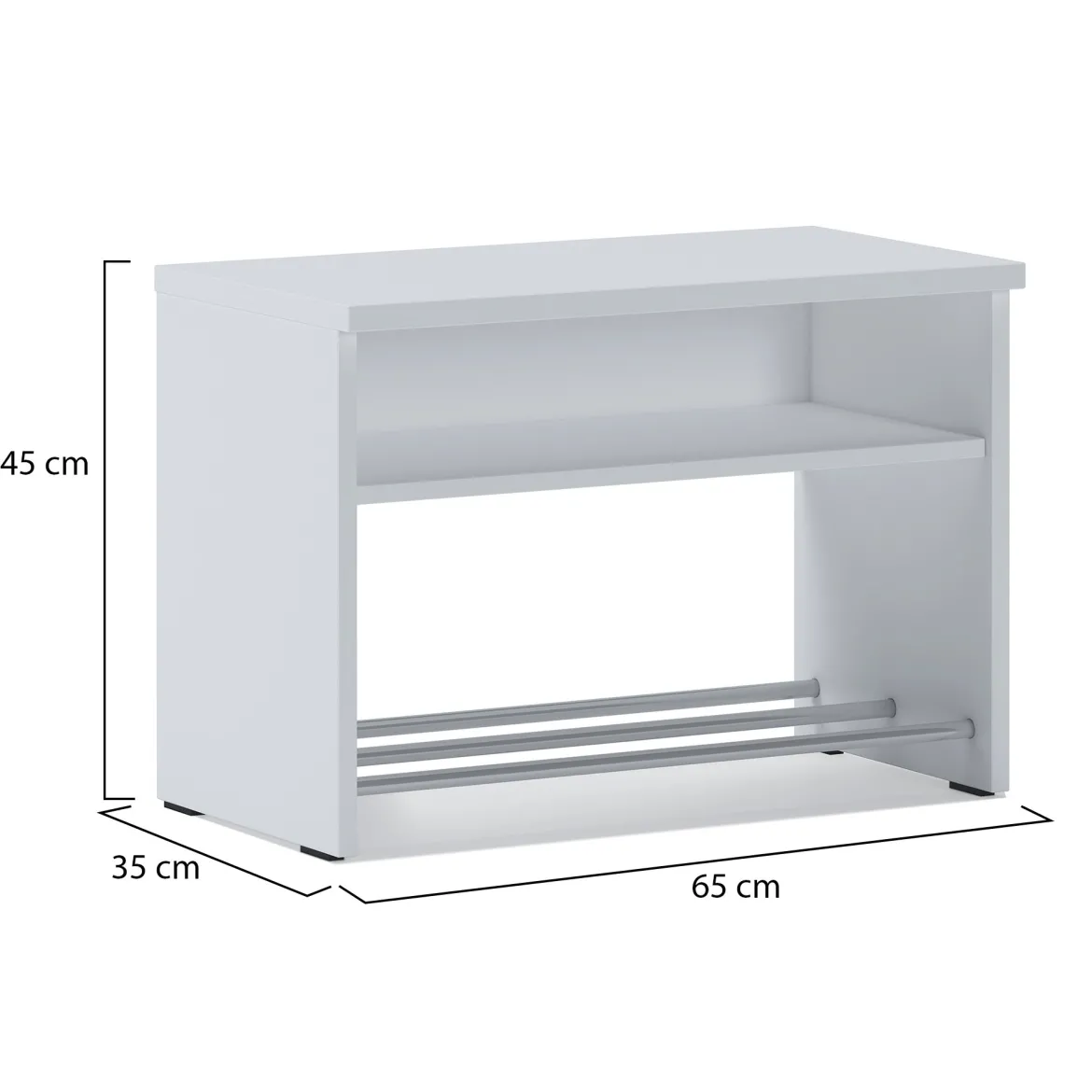 Scarpiera Bianco un Ripiano 2 Vani 65x35x45h cm, Installazione a Terra - Monguzzo