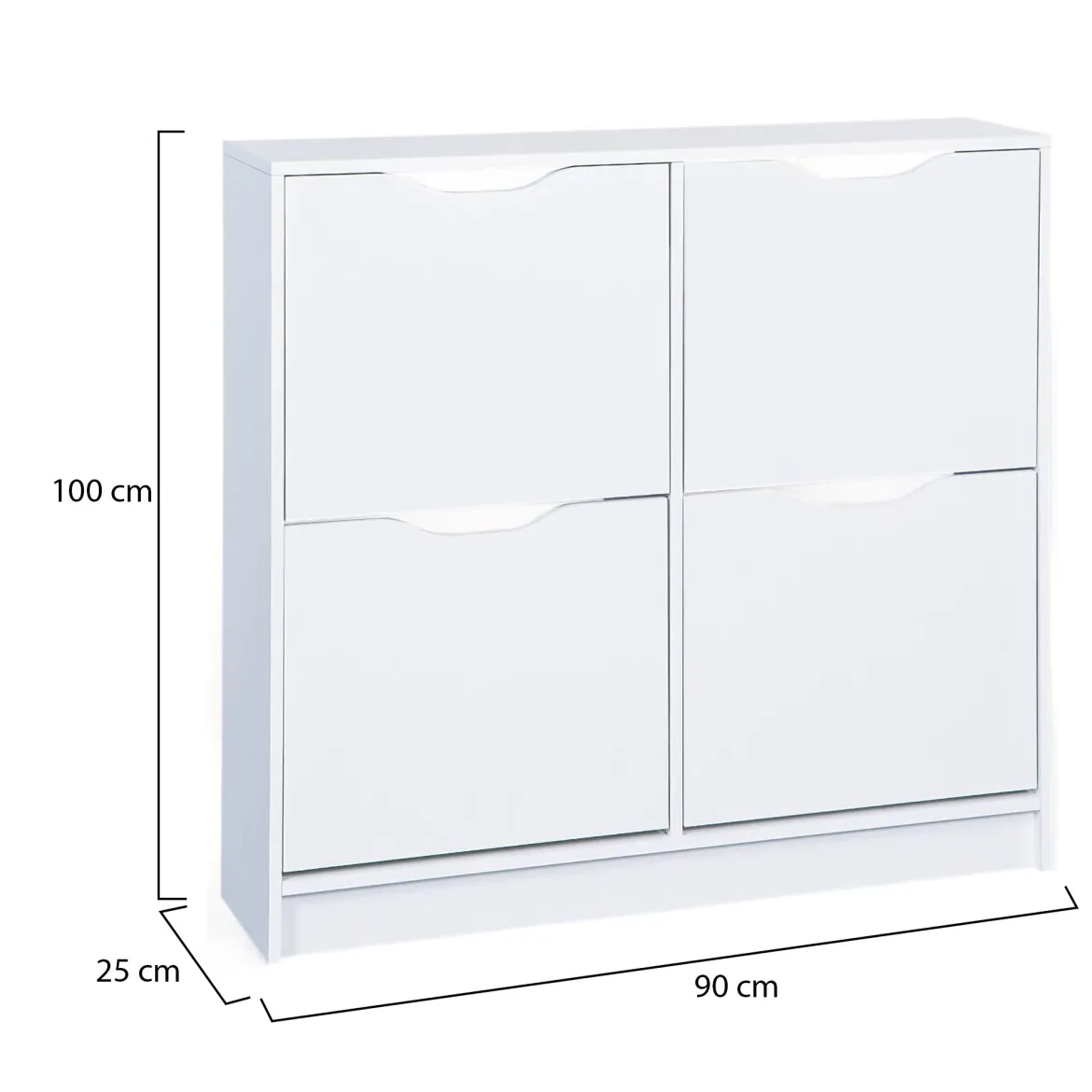 Scarpiera Bianco 8 Vani 2 Ante 90x100x25h cm, Chiusura a Ribalta - Gagliole