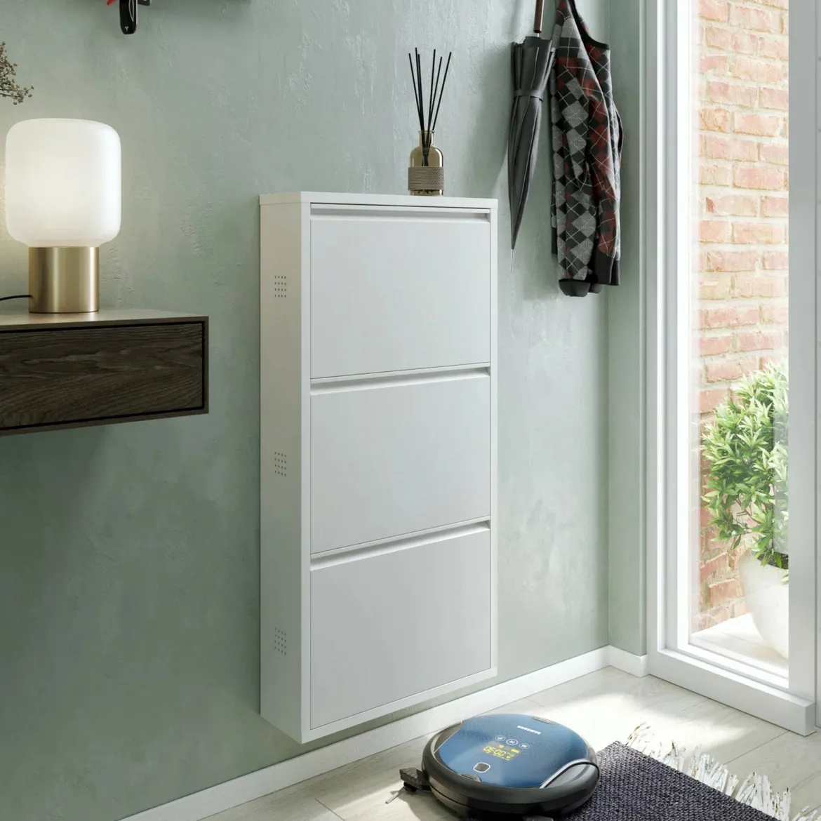 Scarpiera Dpapi, 50x15h103 cm, Bianco
