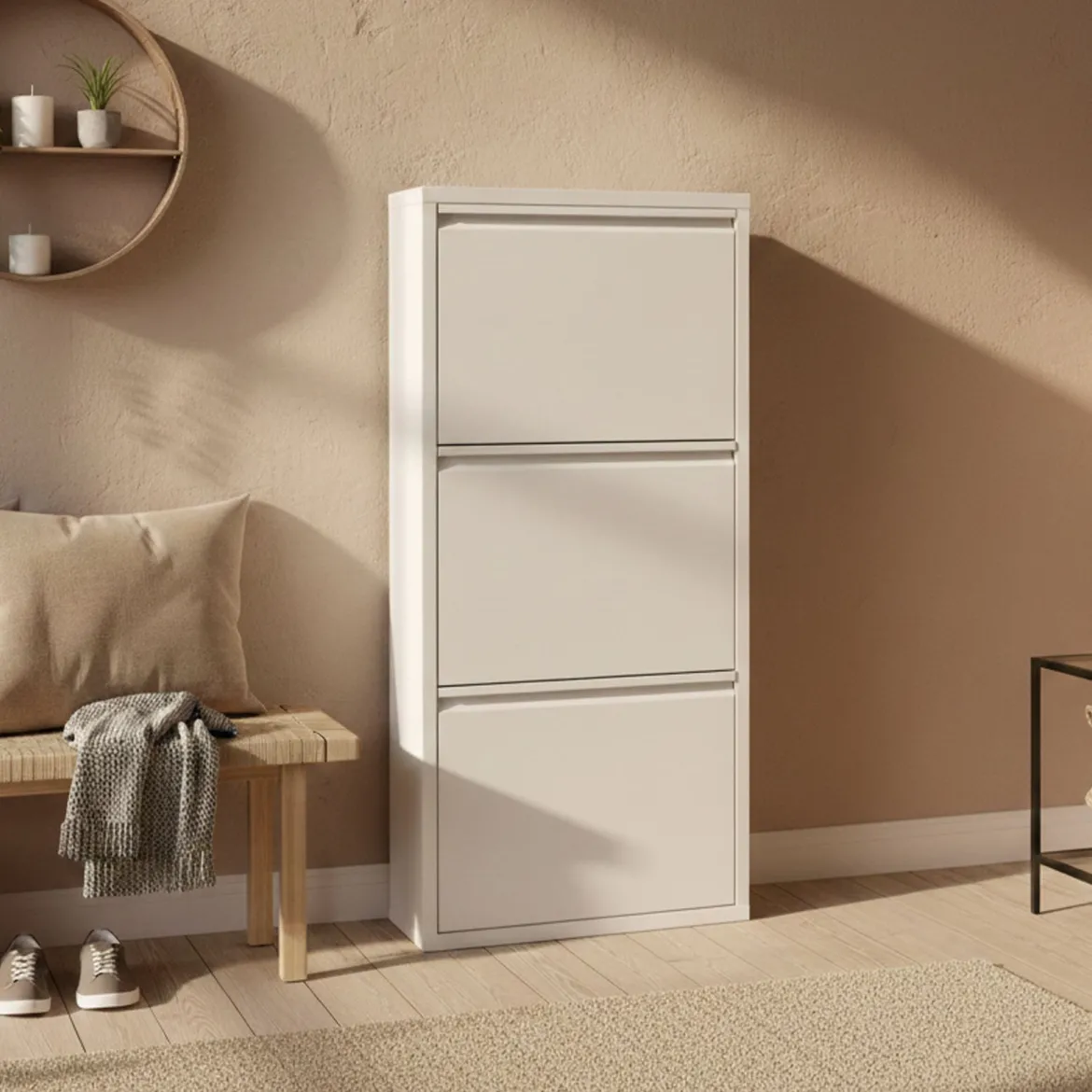 Scarpiera funzionale 3 ante bianca 50x104h cm in metallo - Alexa