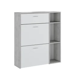 Scarpiera Grigio Cemento Bianco 90x26x102h cm, un Cassetto - Samassi