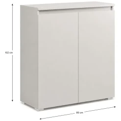Scarpiera Grigio Chiaro 3 Ripiani 2 Ante 80x37x102h cm, Gola per Apertura Ante Made in Italy - Astrina
