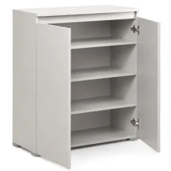 Scarpiera Grigio Chiaro 3 Ripiani 2 Ante 80x37x102h cm, Gola per Apertura Ante Made in Italy - Astrina