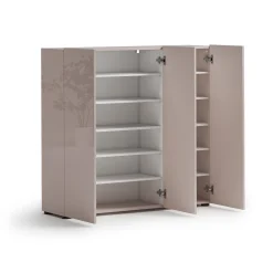 Scarpiera Grigio Tortora 10 Ripiani 24 Paia 120x34x115h cm, 12 Vani - Sotto