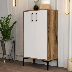 Scarpiera industrial noce e bianca 60x111h cm - Axarix