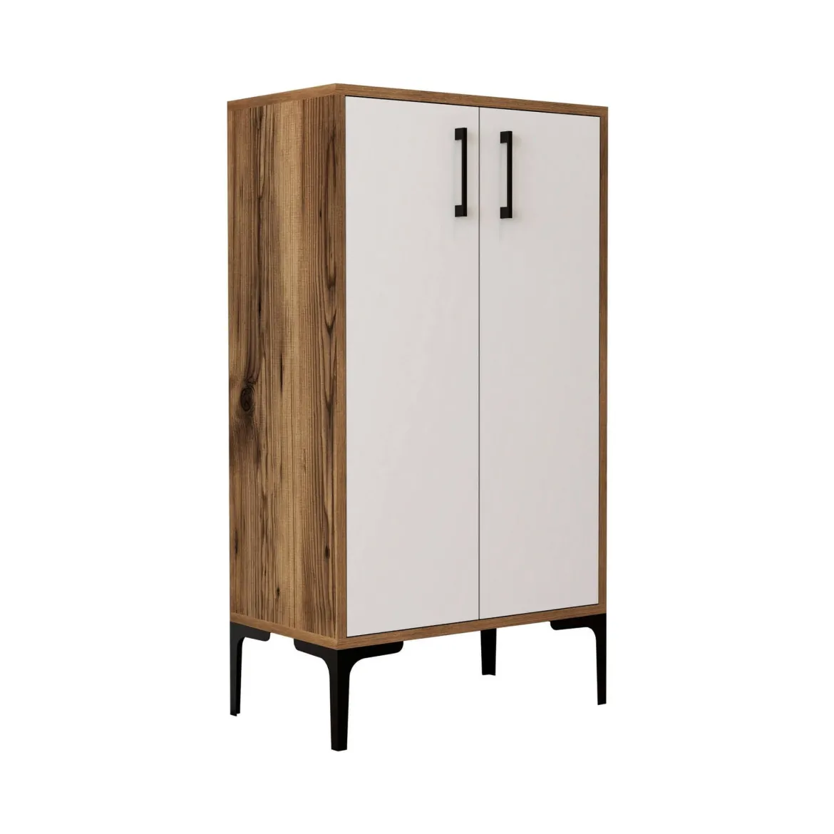 Scarpiera industrial noce e bianca 60x111h cm - Axarix