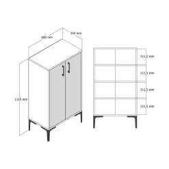 Scarpiera industrial noce e bianca 60x111h cm - Axarix