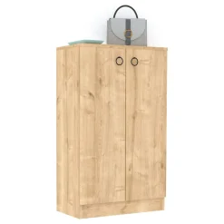 Scarpiera Marrone Olmo 3 Ripiani 2 Ante 60x32x100h cm, 4 Vani - Piario