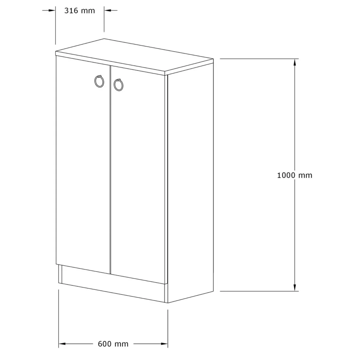 Scarpiera Marrone Olmo 3 Ripiani 2 Ante 60x32x100h cm, 4 Vani - Piario