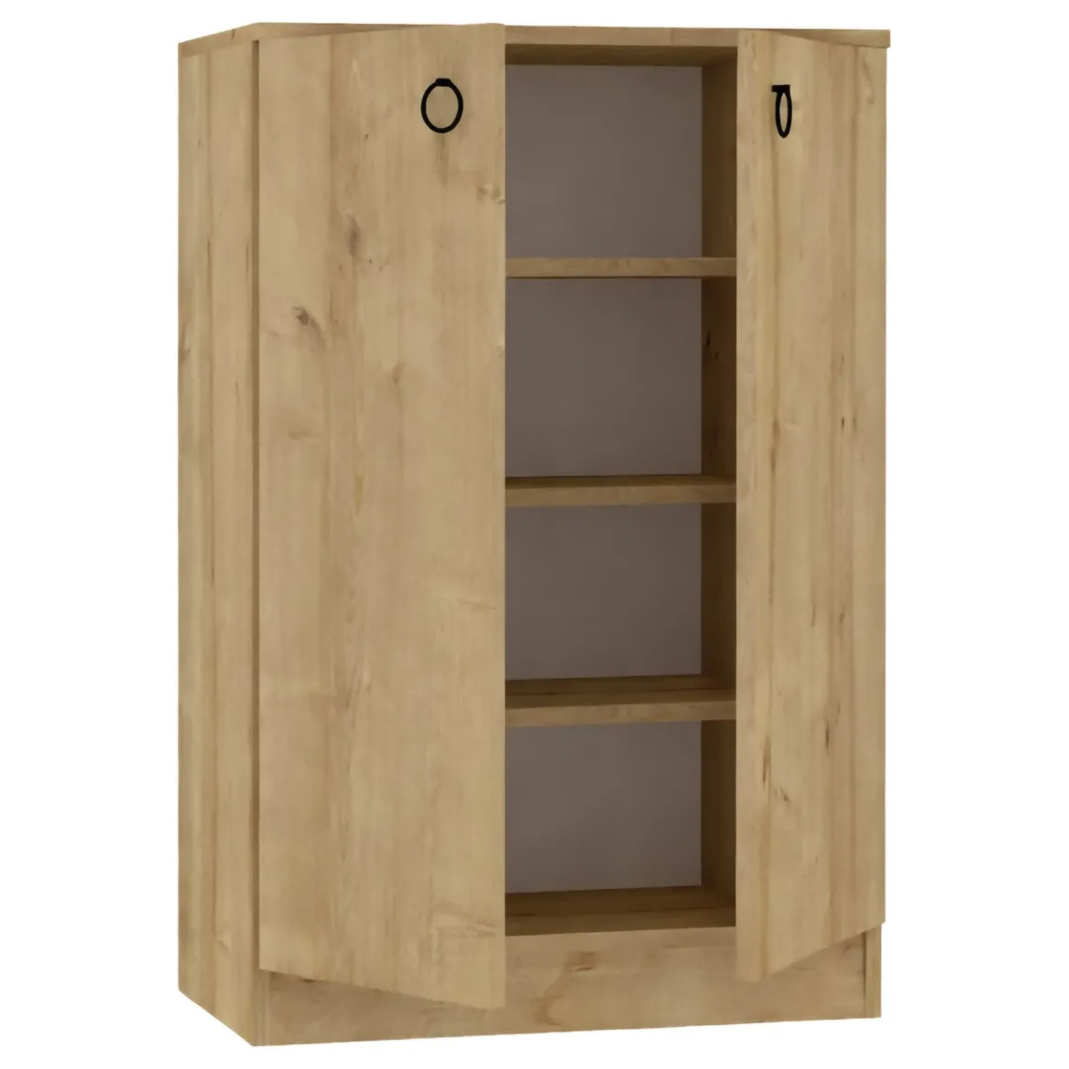 Scarpiera Marrone Olmo 3 Ripiani 2 Ante 60x32x100h cm, 4 Vani - Piario