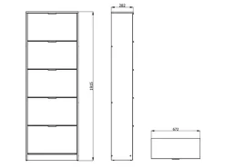 Scarpiera Marrone Quercia 10 Ripiani 5 Ante 67x28x191.5h cm, Maniglie Incluse - Sueglio
