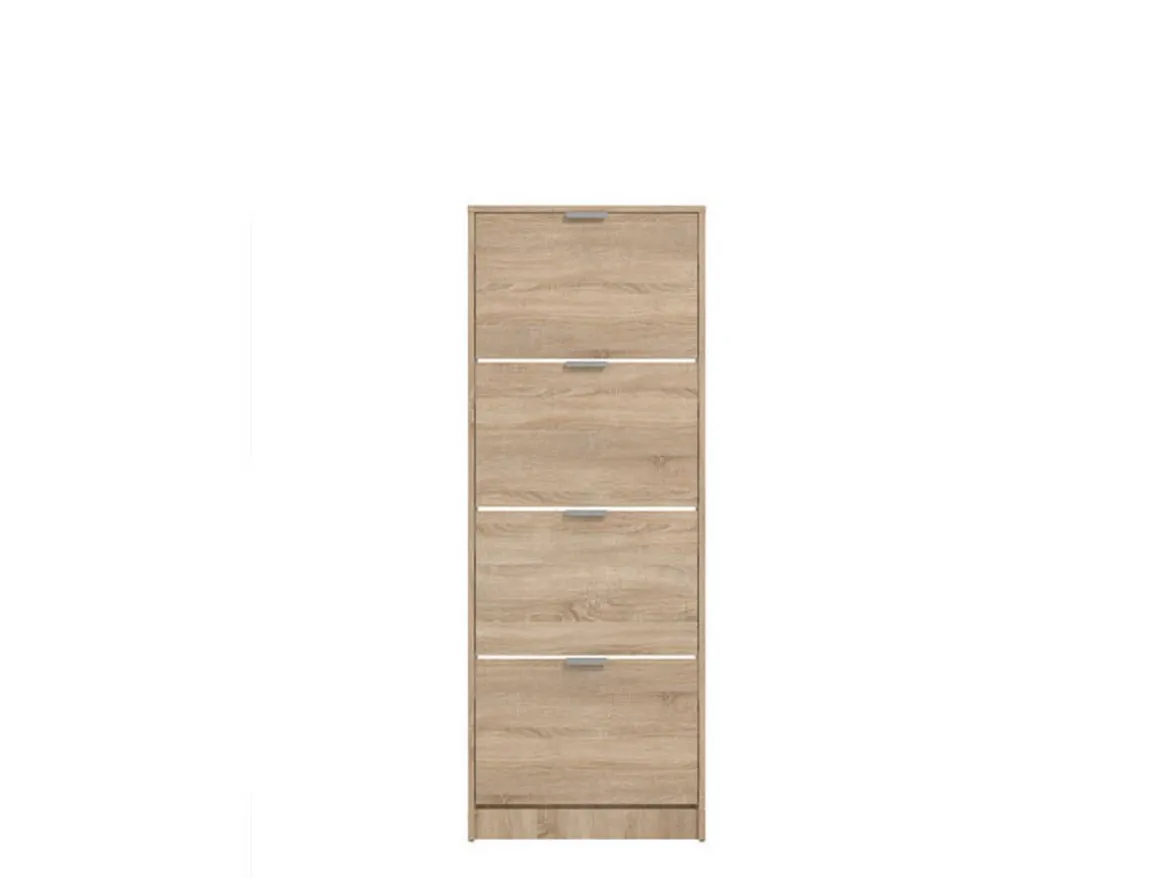 Scarpiera Marrone Rovere Chiaro un Ripiano 4 Ante 58x18x155.5h cm, kit Fissaggio a Muro Incluso - Pesche