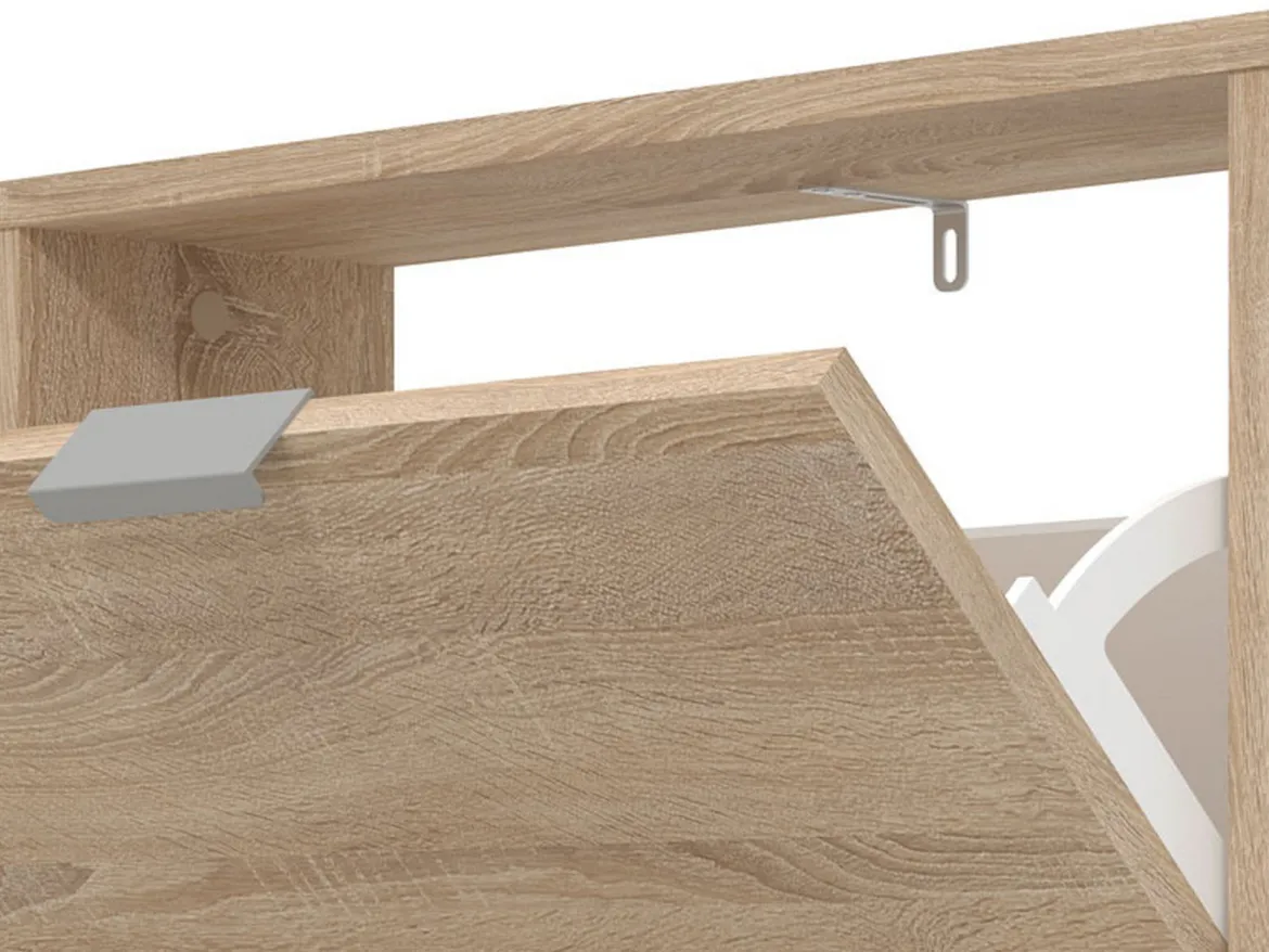 Scarpiera Marrone Rovere Chiaro un Ripiano 4 Ante 58x18x155.5h cm, kit Fissaggio a Muro Incluso - Pesche