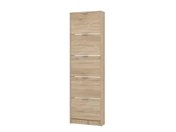 Scarpiera Marrone Rovere Chiaro un Ripiano 5 Ante 58x18x191.5h cm, kit Fissaggio a Muro Incluso - Capriolo