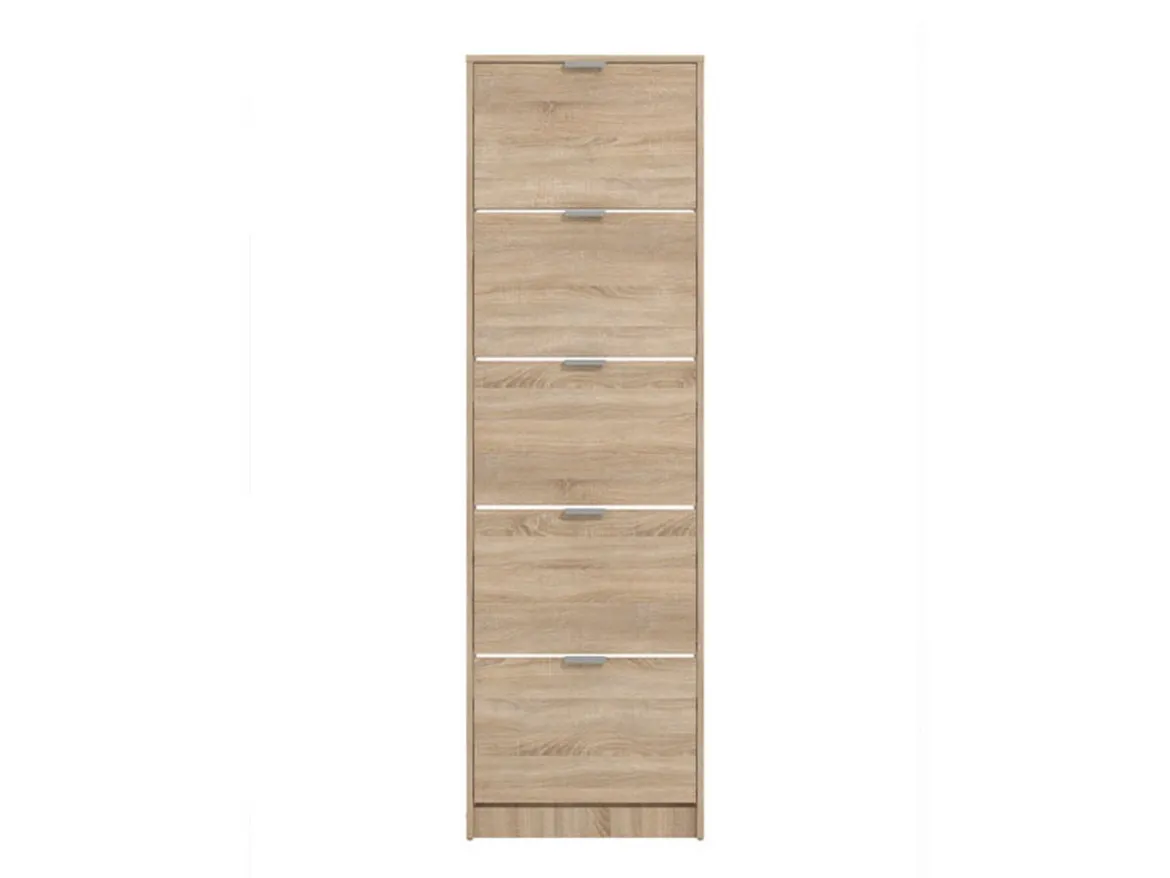 Scarpiera Marrone Rovere Chiaro un Ripiano 5 Ante 58x18x191.5h cm, kit Fissaggio a Muro Incluso - Capriolo