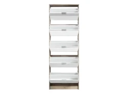 Scarpiera Marrone Rovere Grigio 10 Ripiani 10 Vani 67x28x191.5h cm, 5 Ante - Dentro