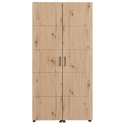 Scarpiera Marrone Rovere Nodi Nero 15 Ripiani 2 Ante 92x33x185h cm, Ante con Doppia Capienza, Apertura con Ruote - Bled
