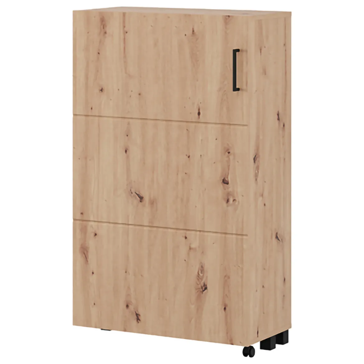 Scarpiera Marrone Rovere Nodi Nero 9 Ripiani 4 Ante 80x40x205.5h cm, Piedini Inclusi - Peligni
