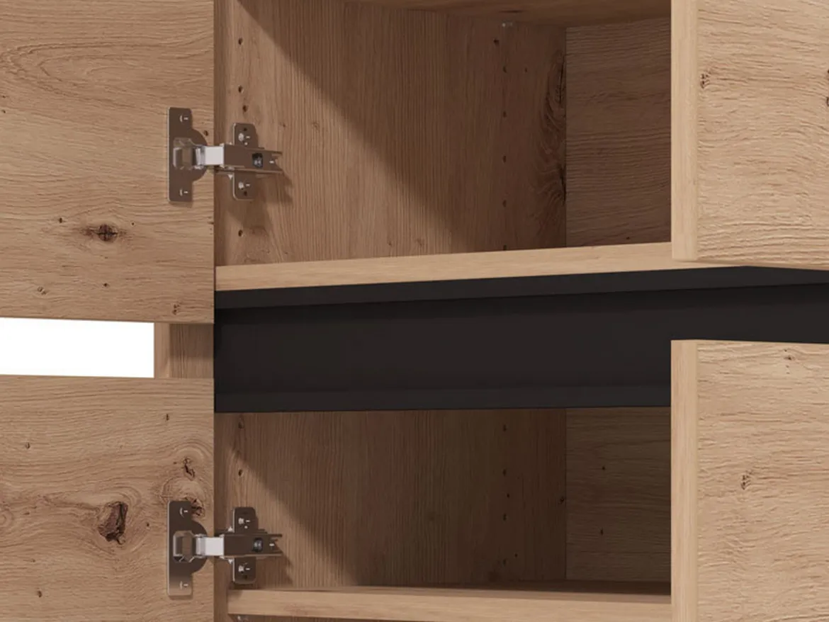 Scarpiera Marrone Rovere Nodi Nero 9 Ripiani 4 Ante 80x40x205.5h cm, Piedini Inclusi - Peligni