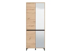 Scarpiera Marrone Rovere Nodi Nero 9 Ripiani con Specchio 80x40x205.5h cm, 4 Ante - Scansano