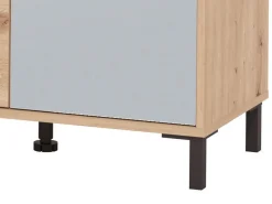 Scarpiera Marrone Rovere Nodi Nero 9 Ripiani con Specchio 80x40x205.5h cm, 4 Ante - Scansano