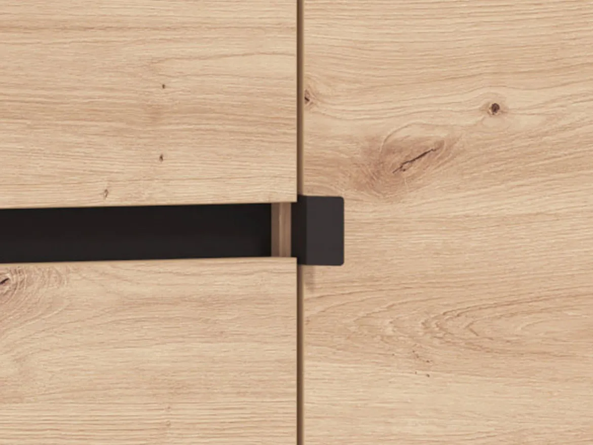 Scarpiera Marrone Rovere Nodi Nero un Cassetto 6 Ripiani 118.5x40x109.5h cm, 3 Ante - Orotelli