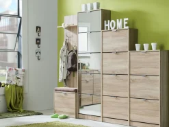 Scarpiera Marrone Rovere 10 Ripiani 10 Vani 67x28x191.5h cm, 5 Ante - Dentro