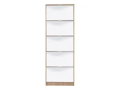 Scarpiera Marrone Rovere 10 Ripiani 10 Vani 67x28x191.5h cm, 5 Ante - Dentro