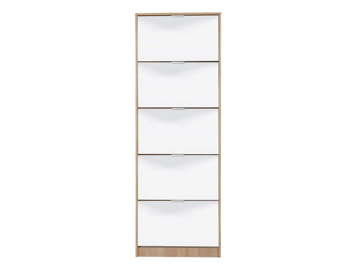 Scarpiera Marrone Rovere 10 Ripiani 10 Vani 67x28x191.5h cm, 5 Ante - Dentro